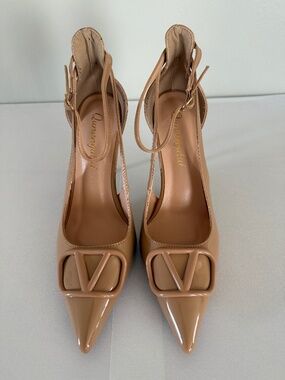 Elegant Luxury Color Cream Beige Patent Pump Pointed Toe High Heel Women's Shoes